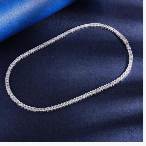 4mm square cubic zirconia necklace 18” - Picture 3 of 4